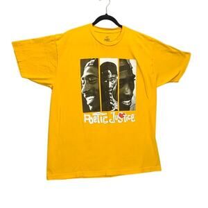 Poetic Justice Tupac Graphic T Shirt Yellow Size Large Womens